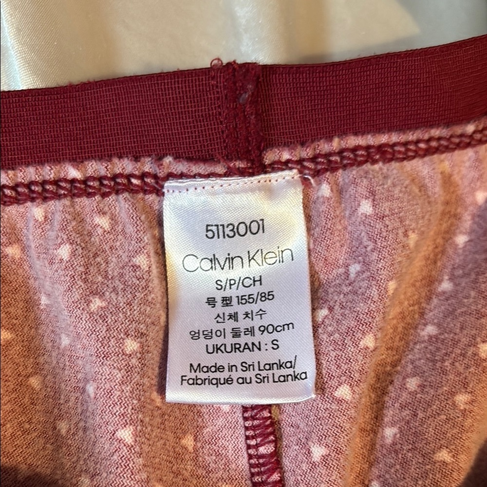 Calvin Klein Women’s Burgundy Polka Dot Pajama Pants - Picture 2 of 3